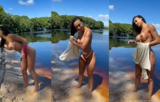Paty Doce Pelada Na Beira Do Rio Lavando Calcinha